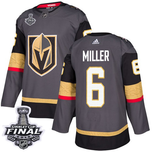 Adidas Golden Knights #6 Colin Miller Grey Home Authentic 2018 Stanley Cup Final Stitched Youth NHL Jersey